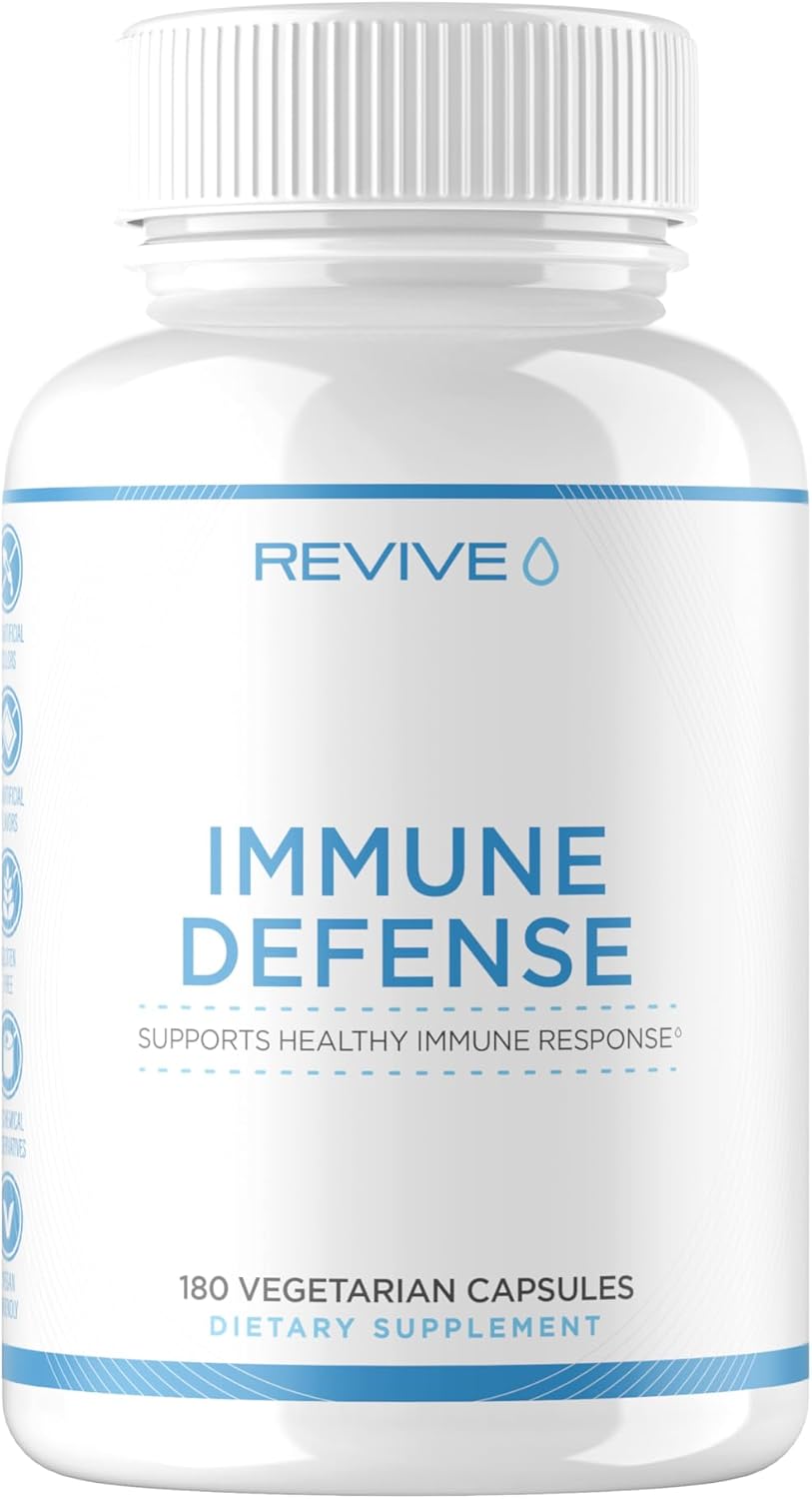 Revive MD Immune Defense Supplement - Vitamin C, Zinc, Elderberry - Vegan & Gluten-Free (180 Capsules)