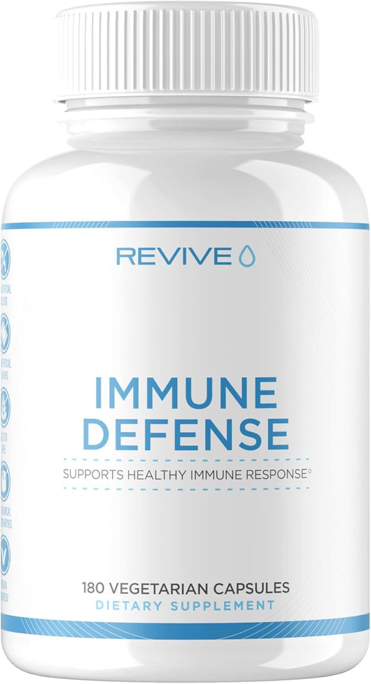 Revive MD Immune Defense Supplement - Vitamin C, Zinc, Elderberry - Vegan & Gluten-Free (180 Capsules)