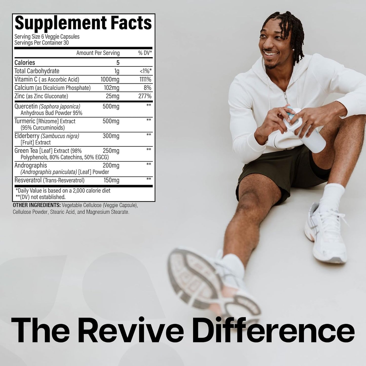 Revive MD Immune Defense Supplement - Vitamin C, Zinc, Elderberry - Vegan & Gluten-Free (180 Capsules)