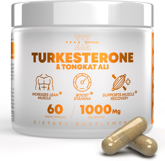 ReviveX Turkesterone & Tongkat Ali Supplement - 1000mg Blend for Stamina, Muscle Growth, and Recovery - Made in USA - 60 Capsules