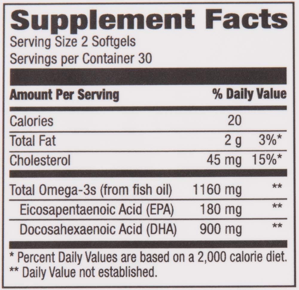 Revly Adult DHA Omega 3 Fatty Acids Softgels, Natural Strawberry Flavor, 900mg per Serving, 60 Count