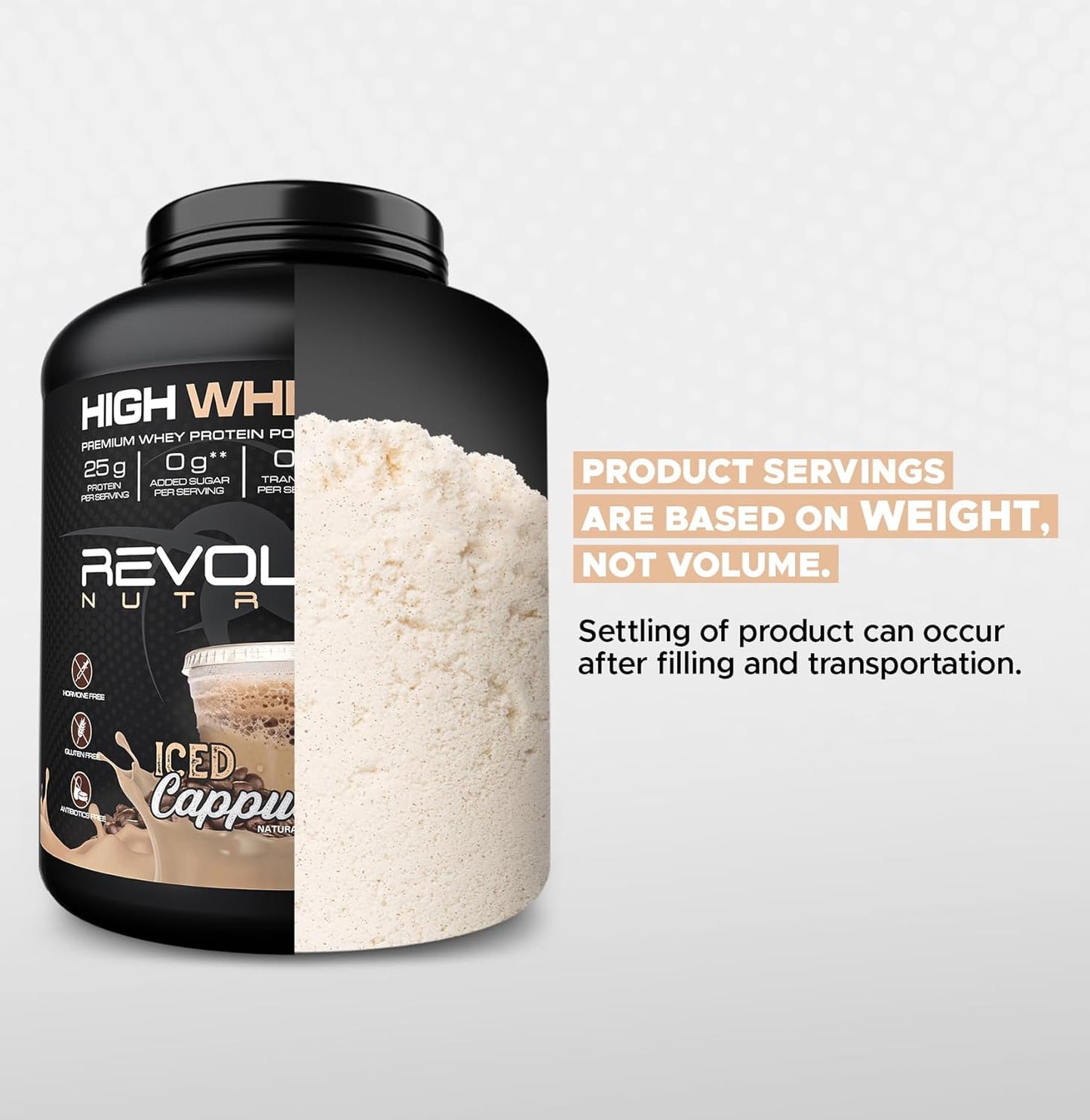 Revolution Nutrition High Whey Isolate Protein Powder, Gluten Free, Lean Muscle Mass, 25g Protein, 2.7kg - Iced Cappuccino Flavor
