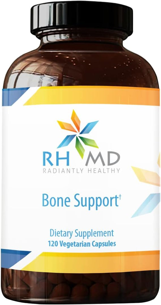 RHMD Bone Support Supplement with Highly Absorbable Nutrients for Radiantly Healthy Bones - Calcium Malate, Magnesium, Zinc Bisglycinate Chelate, Vitamins D + K - Non-GMO, Soy Free (120 Vegetarian Capsules)