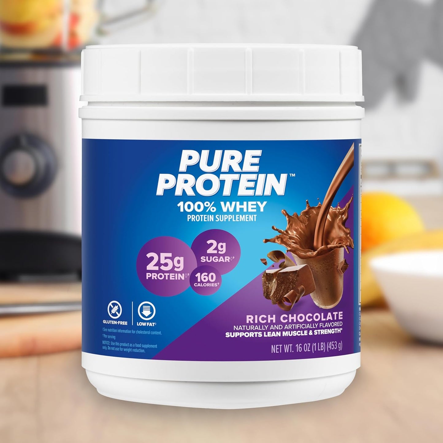 Rich Chocolate Whey Protein Powder, 1 lb - Gluten Free, High Protein, Low Sugar