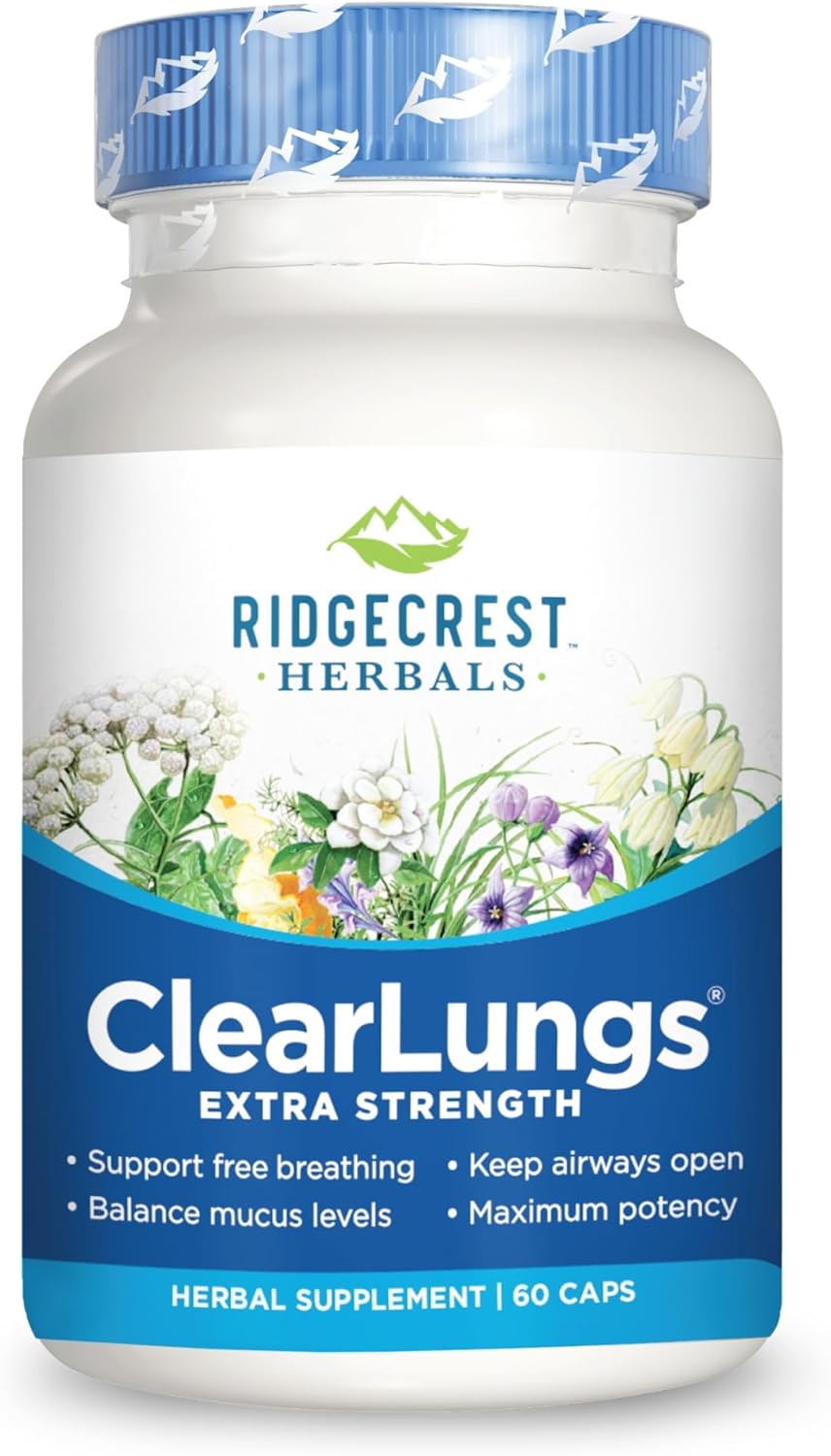 RidgeCrest ClearLungs Extra Strength Herbal Decongestant - 60 Vegetarian Capsules by RidgeCrest Herbals