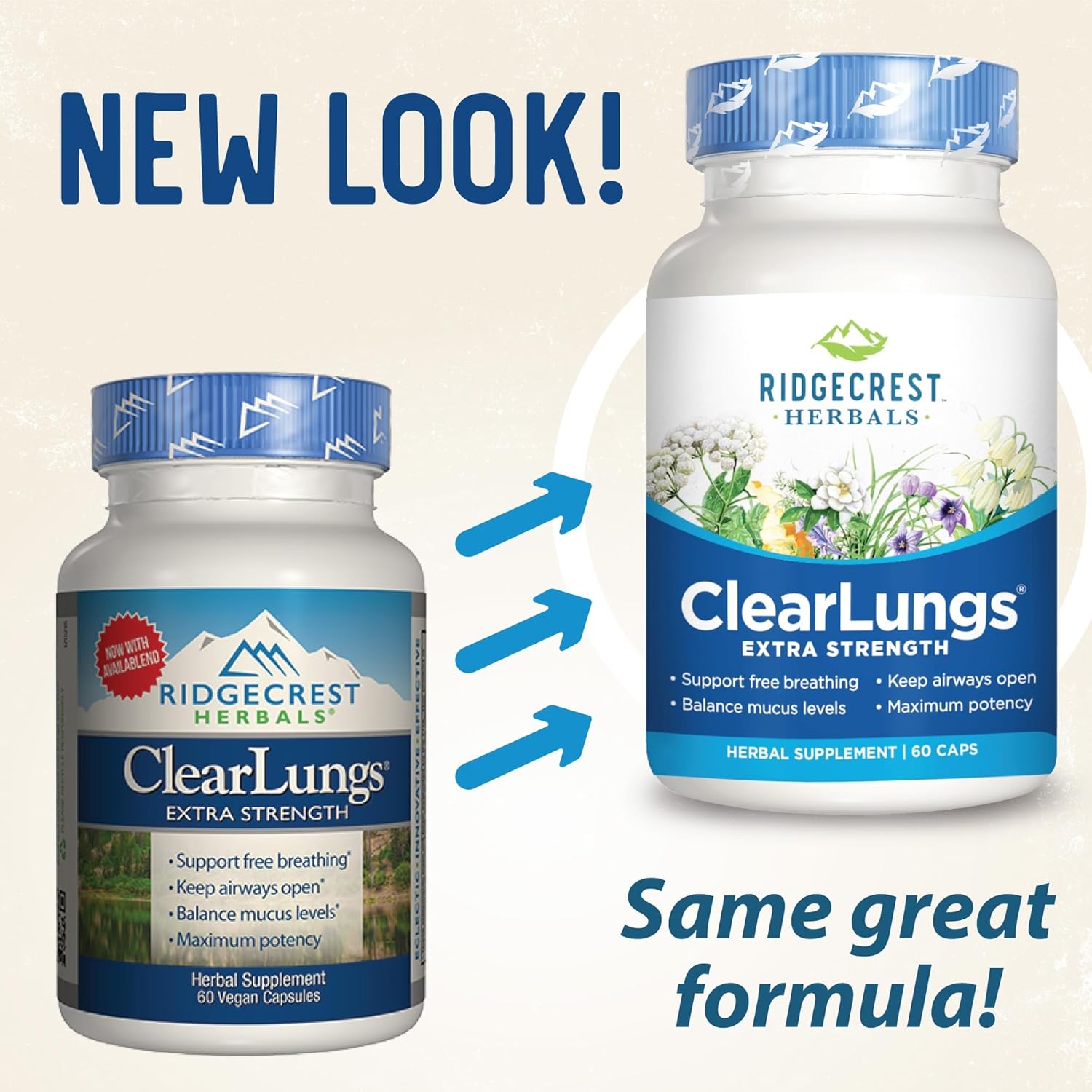 RidgeCrest ClearLungs Extra Strength Herbal Decongestant - 60 Vegetarian Capsules by RidgeCrest Herbals