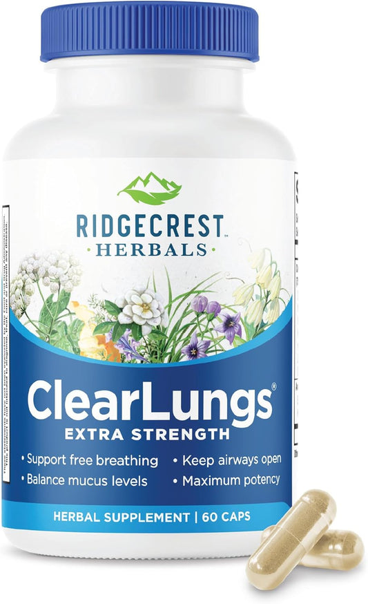RidgeCrest Herbals ClearLungs Extra Strength Capsules for Lung, Nasal, and Respiratory Health (60 Count)