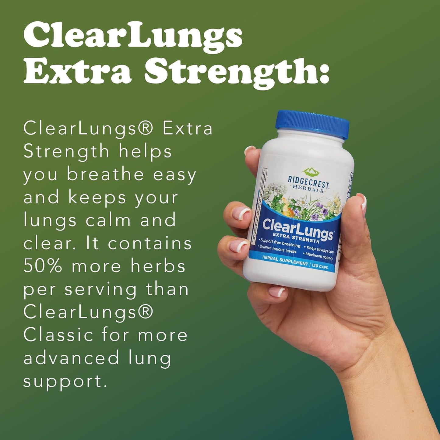 RidgeCrest Herbals ClearLungs Extra Strength Capsules for Lung, Nasal, and Respiratory Health (60 Count)