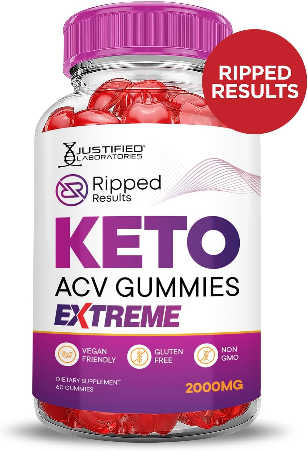 Ripped Results Keto ACV Gummies Extreme 2 Pack - 2000MG Apple Cider Vinegar with Pomegranate & Beet Juice Powder - B12 Vegan Non GMO 120 Gummies