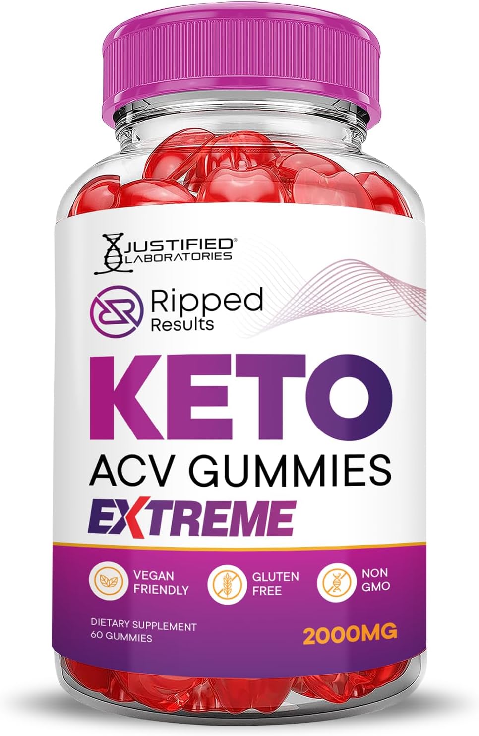Ripped Results Keto ACV Gummies Extreme 2 Pack - 2000MG Apple Cider Vinegar with Pomegranate & Beet Juice Powder - B12 Vegan Non GMO 120 Gummies