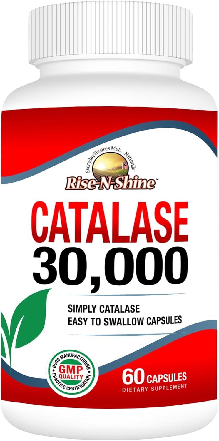 Rise-N-Shine Catalase Supplement 30,000 - Powerful Antioxidant Enzyme for Hair Health Support - 60 Capsules