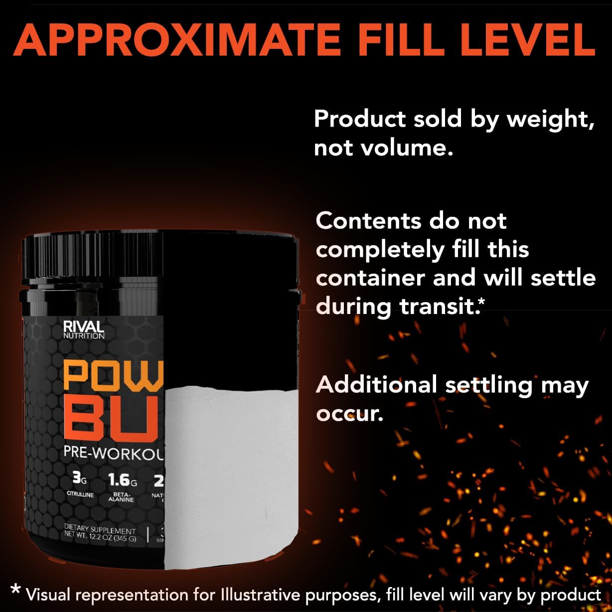 RIVAL NUTRITION Powder Burn 2.0 Orange - 35 Servings, 14.24 Ounce - Energy-Boosting Supplement