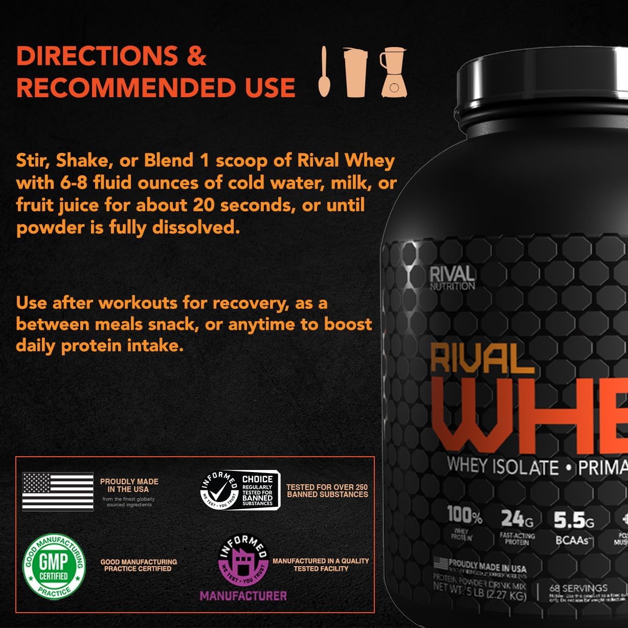 RIVAL Nutrition Soft Serve Vanilla Whey Protein Powder - Premium Quality Supplement for Muscle Recovery and Growth