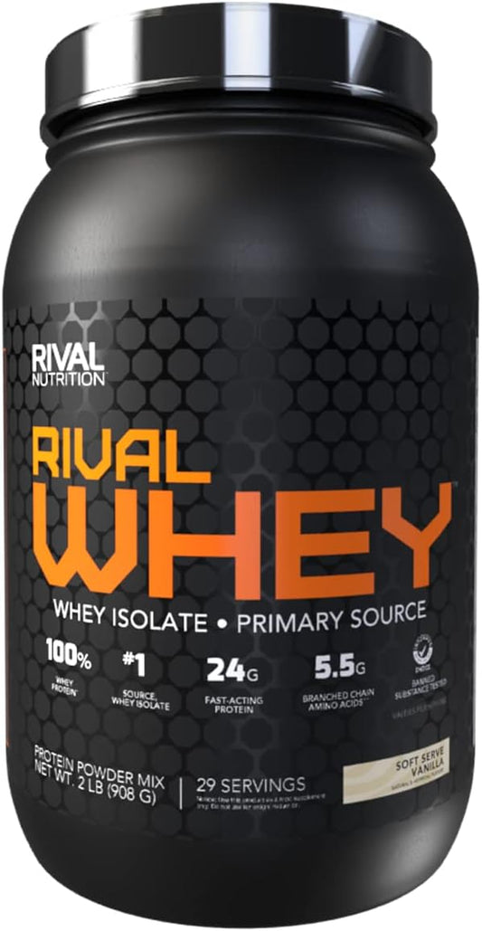 Rival Nutrition Whey Protein Powder - Soft Serve Vanilla Flavor, 2lbs