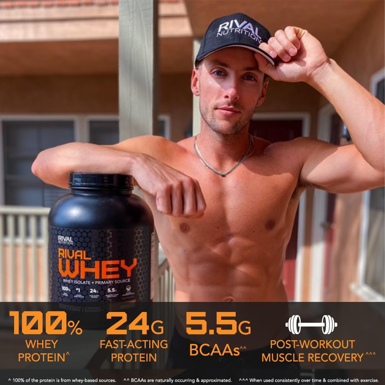 Rivalus Rivalwhey Strawberry Creme 2lb - 100% Whey Protein Isolate, Clean Profile, BCAAs, USA-Made