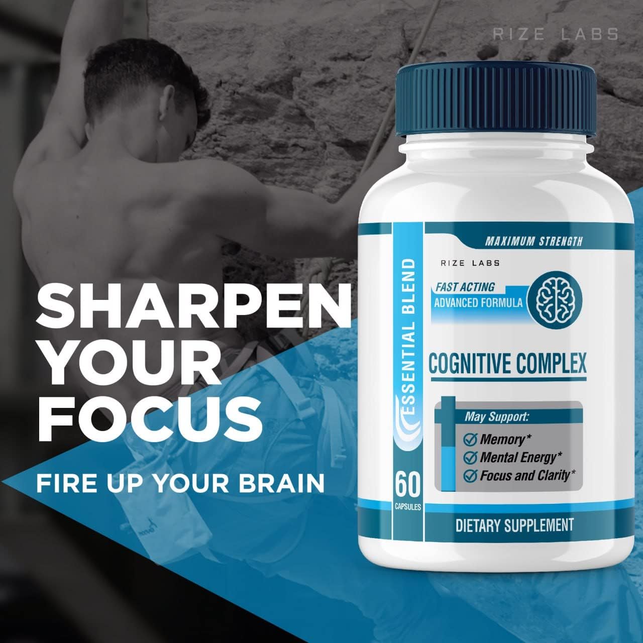 Rize Labs Cognitive Complex - Advanced Cognitive Support Supplement for Brain Focus, Memory, and Mental Energy - 180 Capsules