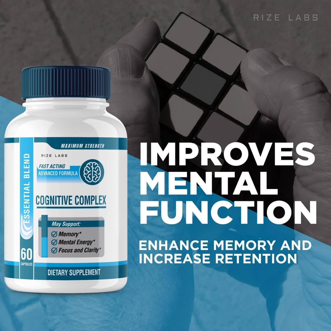 Rize Labs Cognitive Complex - Advanced Cognitive Support Supplement for Brain Focus, Memory, and Mental Energy - 180 Capsules