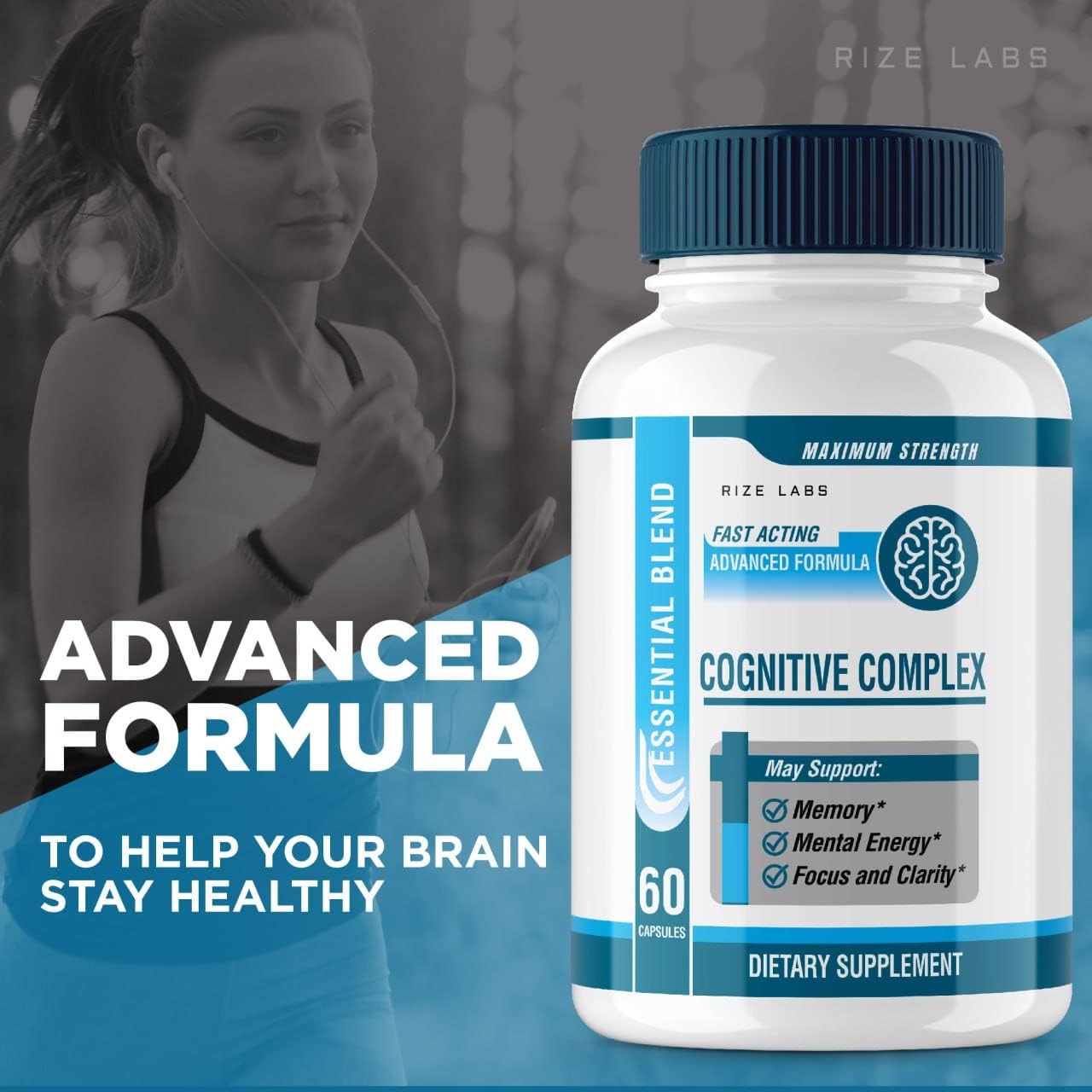 Rize Labs Cognitive Complex - Advanced Cognitive Support Supplement for Brain Focus, Memory, and Mental Energy - 180 Capsules
