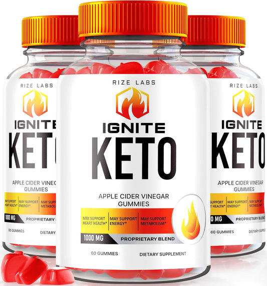 Rize Labs Ignite Keto ACV Gummies - Pack of 3 for Advanced Weight Loss - 180 Gummies