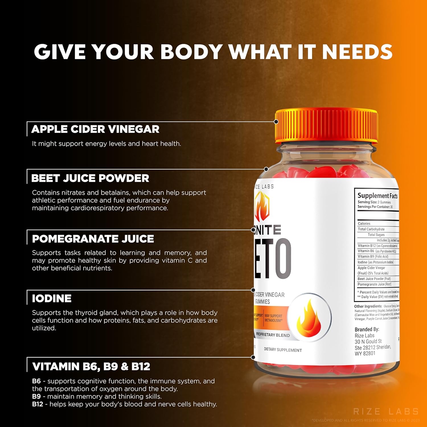 Rize Labs Ignite Keto ACV Gummies - Pack of 3 for Advanced Weight Loss - 180 Gummies