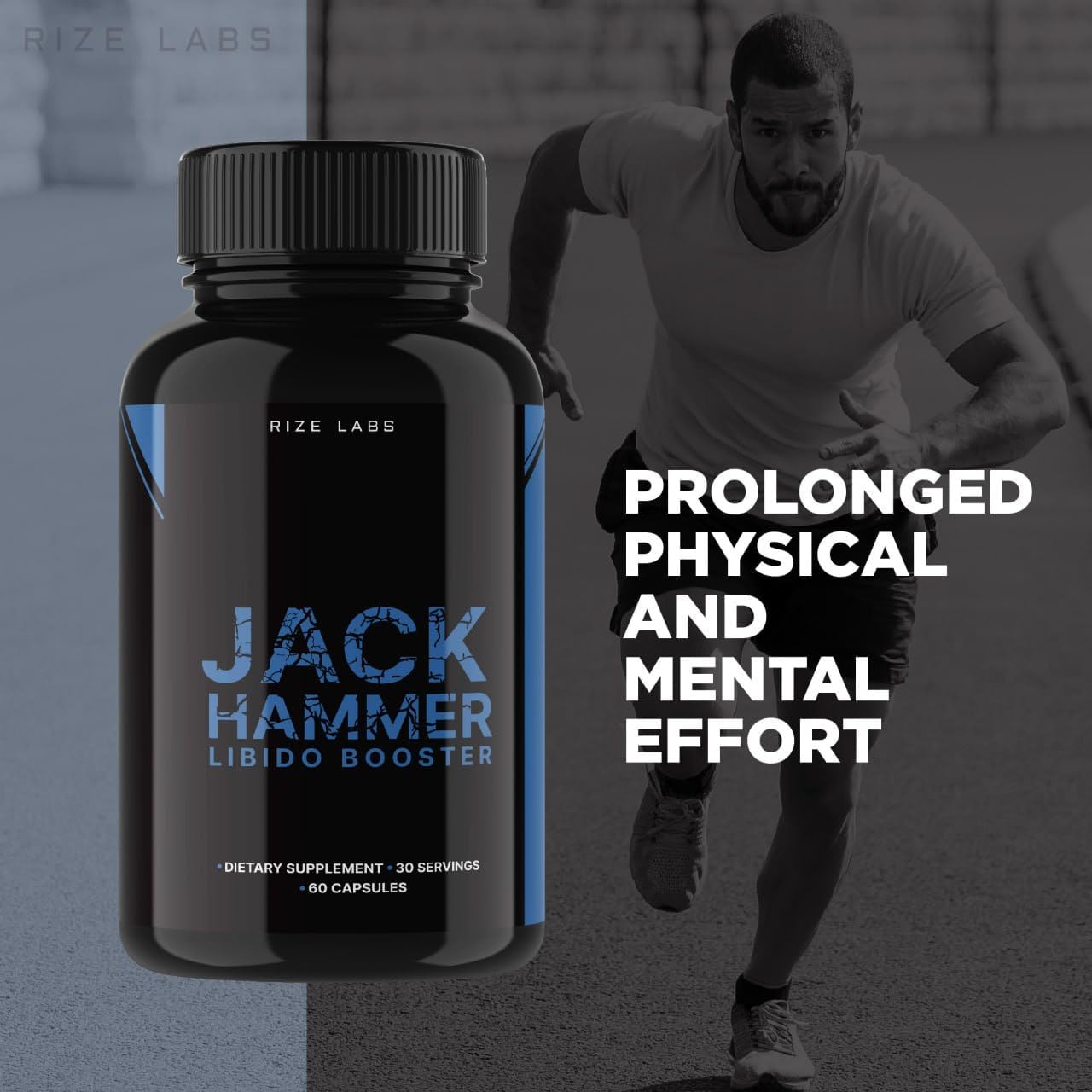 Rize Labs Jack Hammer Libido Booster Supplement for Men - Natural Performance Enhancement (120 Capsules)