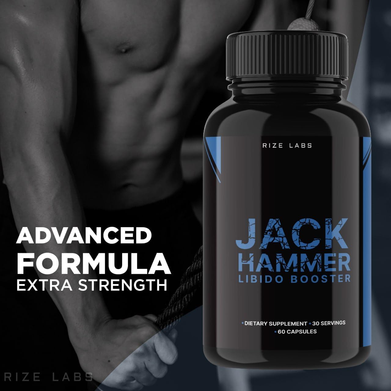 Rize Labs Jack Hammer Libido Booster Supplement for Men - Natural Performance Enhancement (120 Capsules)