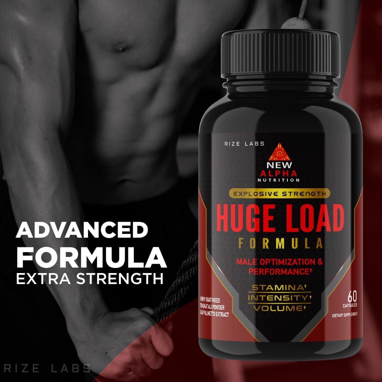 Rize Labs Men's Complete Daily Wellness Supplement - Extra Strength Formula for Peak Performance (60 Capsules)