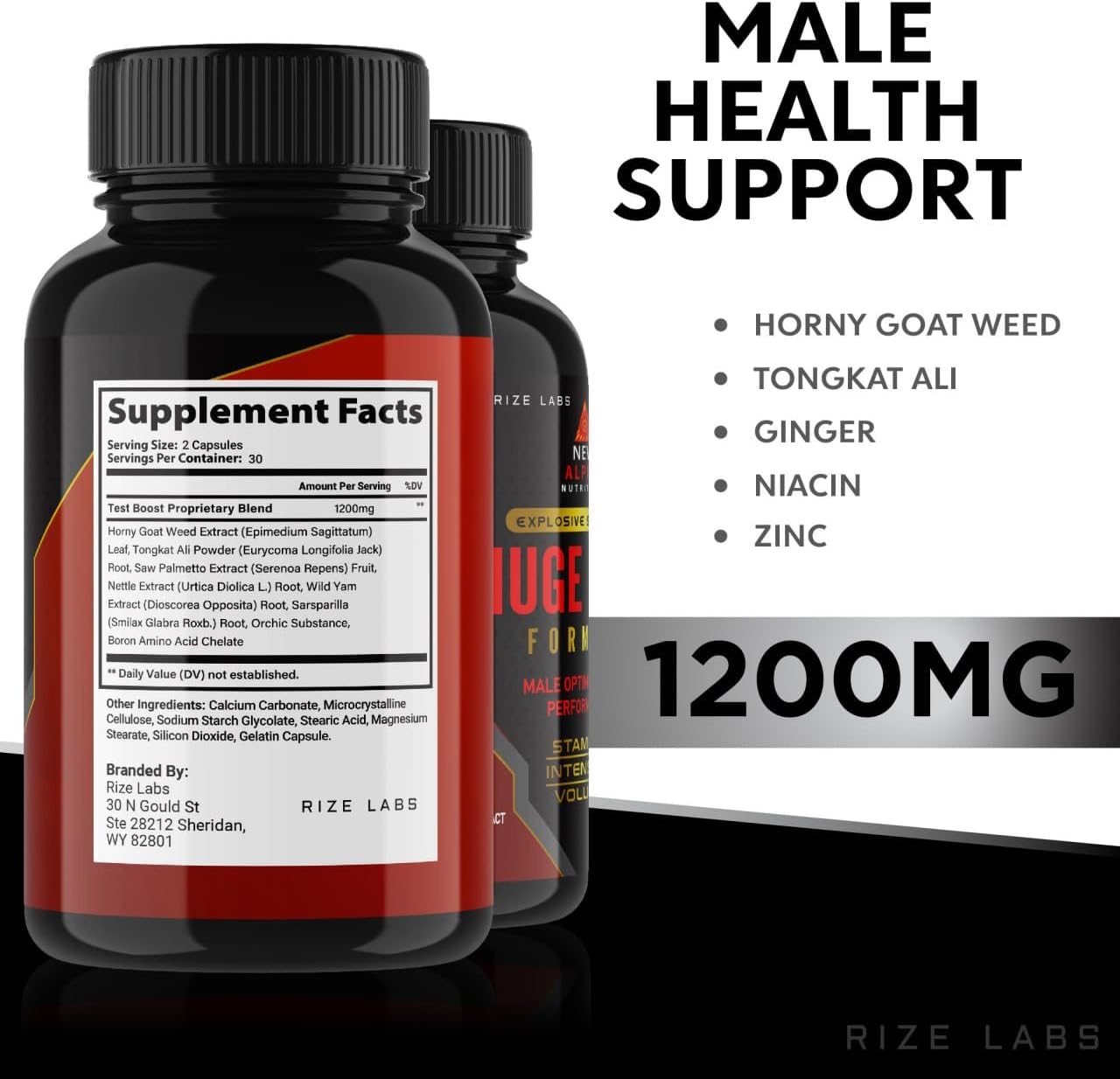 Rize Labs Men's Complete Daily Wellness Supplement - Extra Strength Formula for Peak Performance (60 Capsules)