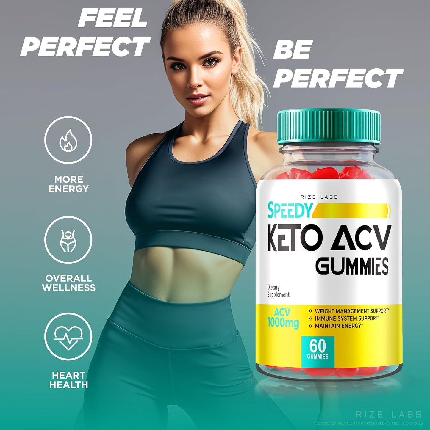 rize labs Speedy Extreme Keto Plus ACV Gummy 2000mg Supplement for Advanced Slimming Formula - 120 Gummies