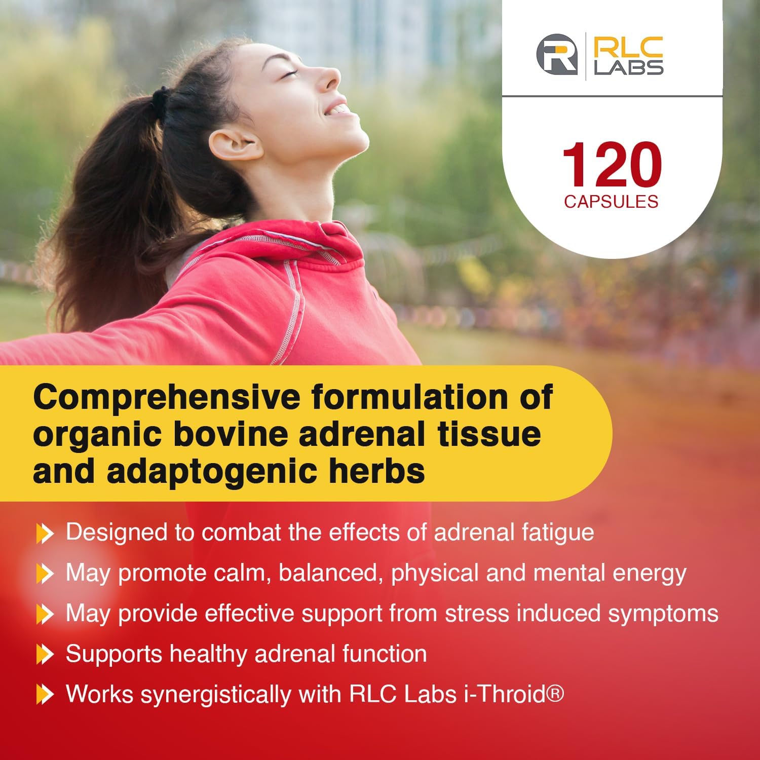 RLC Labs RLC, a-Drenal, Adrenal Support Capsules - Balance Cortisol, Boost Energy, Reduce Stress with Ashwagandha, Rhodiola, Cordyceps, Ginseng, L-Theanine - Men & Women's Adrenal Support