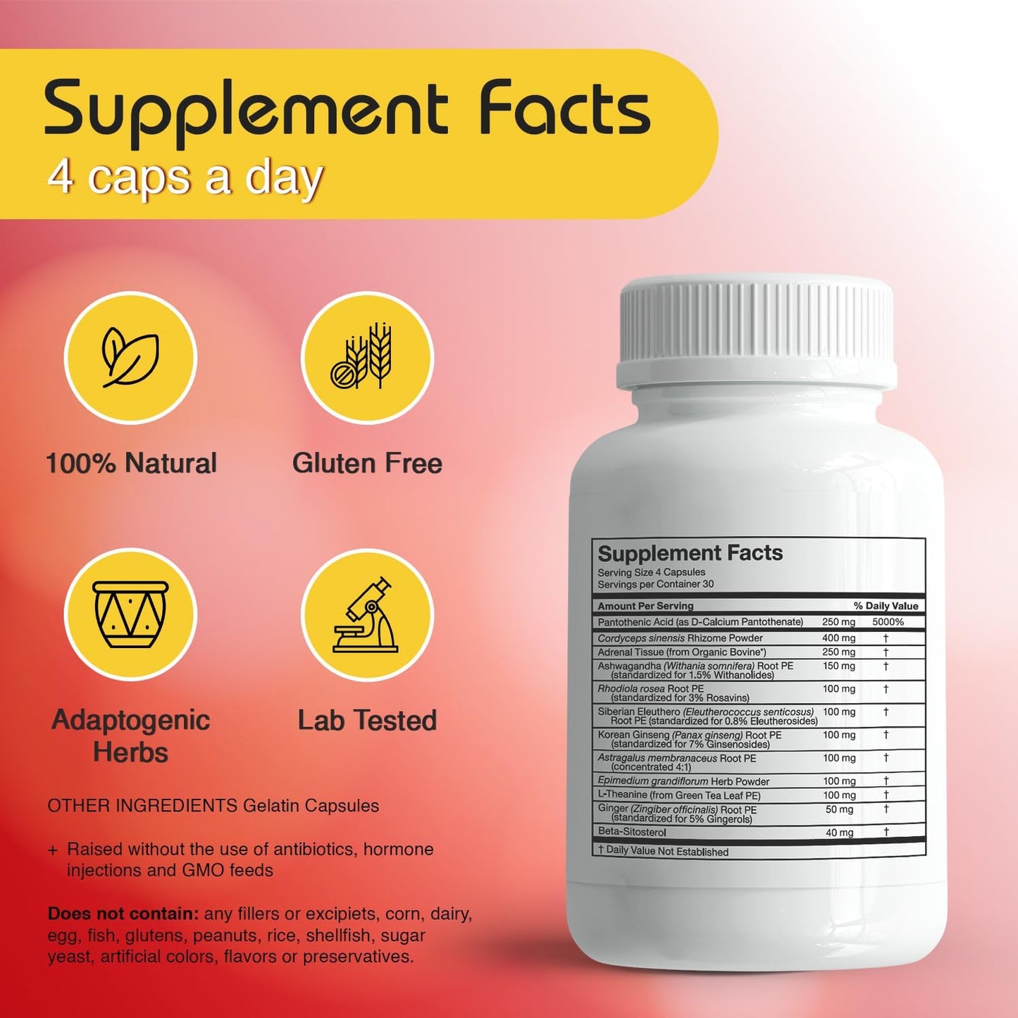 RLC Labs RLC, a-Drenal, Adrenal Support Capsules - Balance Cortisol, Boost Energy, Reduce Stress with Ashwagandha, Rhodiola, Cordyceps, Ginseng, L-Theanine - Men & Women's Adrenal Support