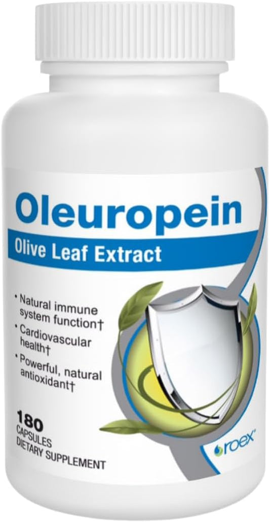 Roex Oleuropein Olive Leaf Vitamins - 180 Count Dietary Supplements for Healthy Heart & Immune System Boost