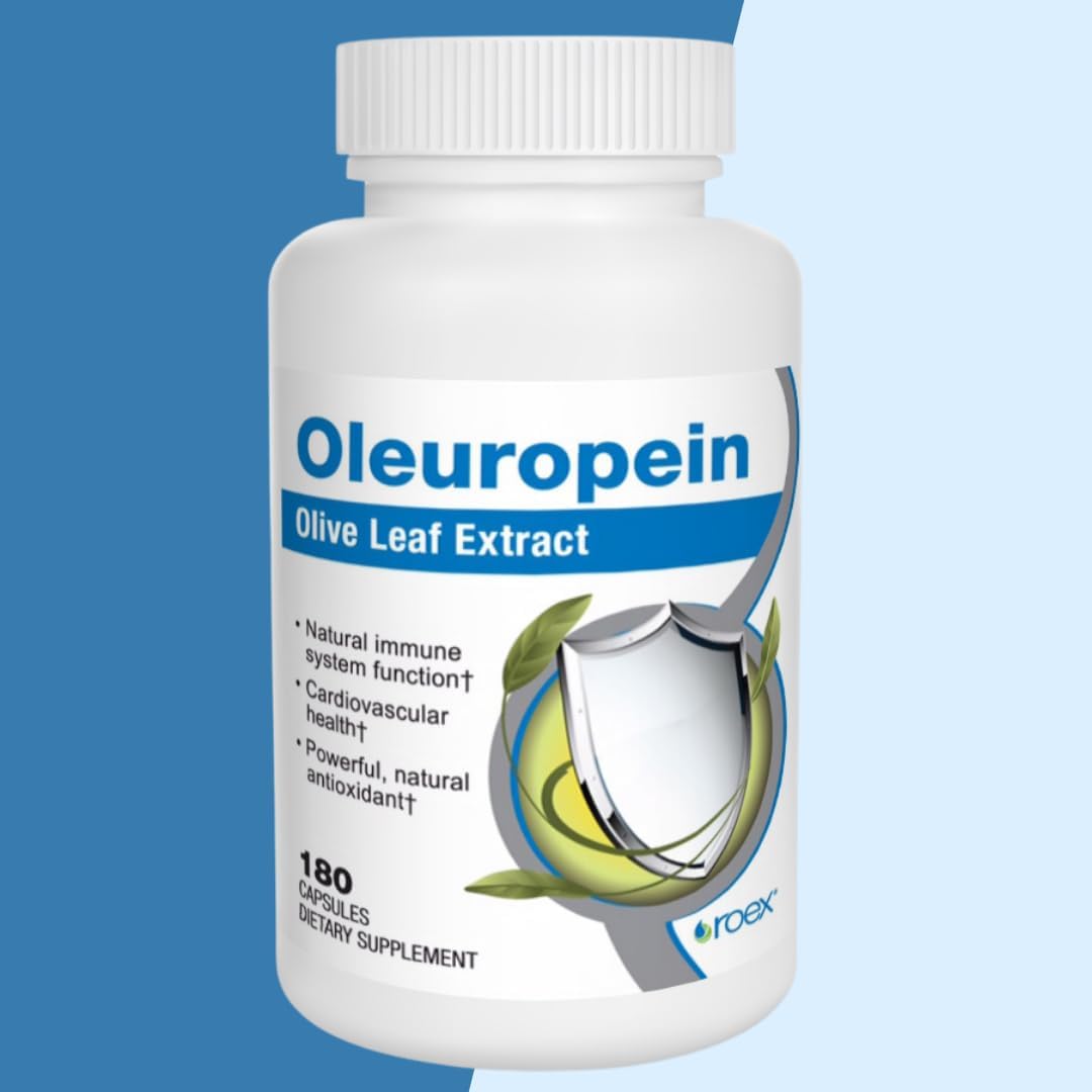 Roex Oleuropein Olive Leaf Vitamins - 180 Count Dietary Supplements for Healthy Heart & Immune System Boost