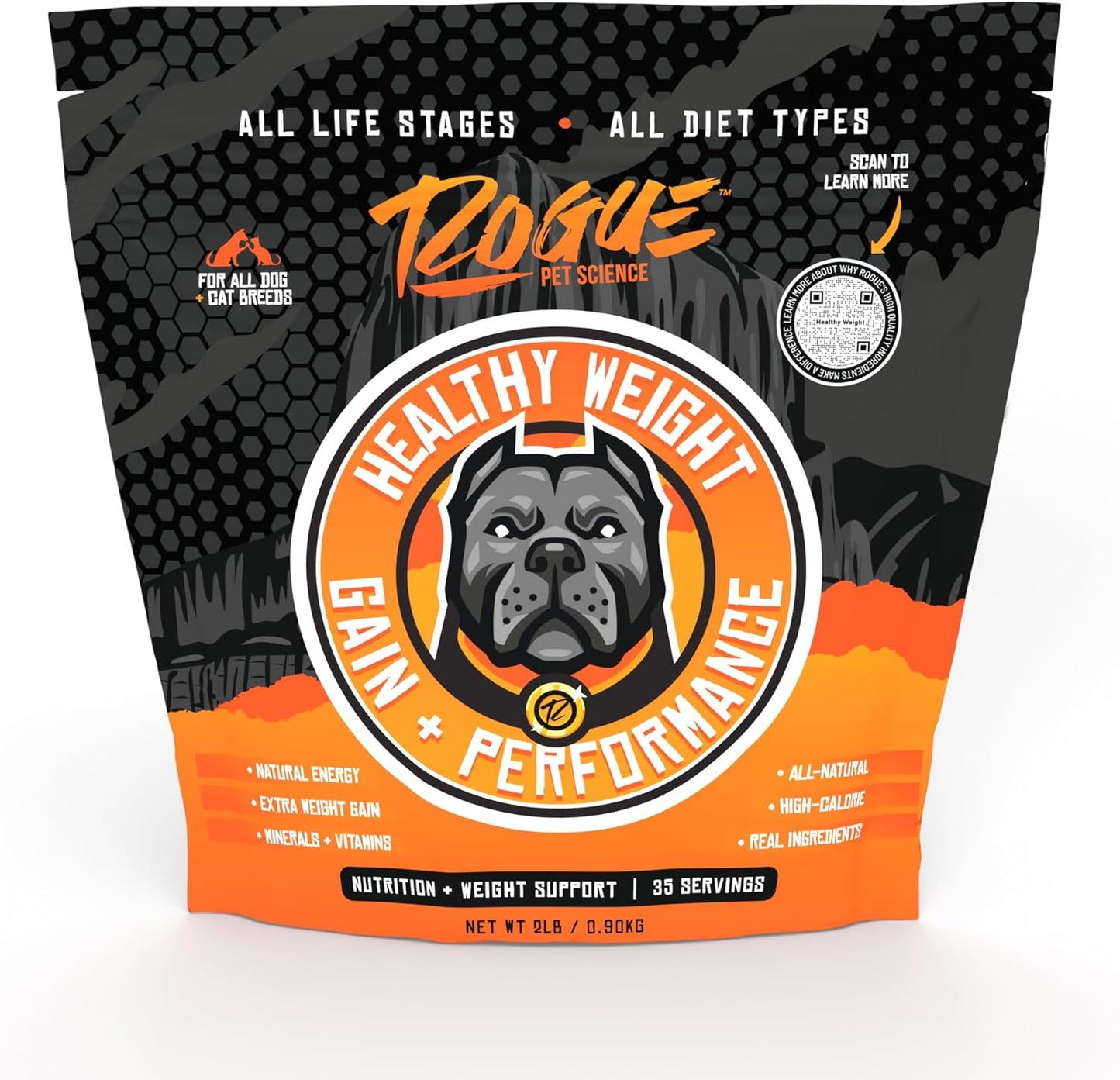 Rogue Pet Science Healthy Weight - Natural High Calorie Dog & Cat Food Topper - Supports Weight Gain, Gut Health & Digestion - Boosts Energy - 2 lbs