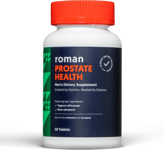 ROMAN Prostate Health Supplement for Men with Selenium, Pygeum Africanum, Beta-Sitosterol, and Lycopene - 30-Day Supply