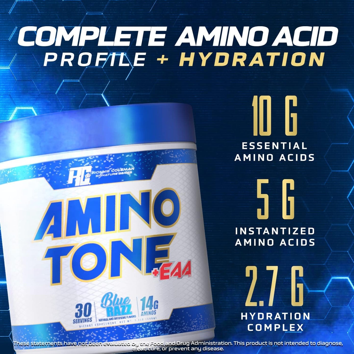 Ronnie Coleman Signature Series Amino-Tone EAAs Powder - BCAAs, Hydration, Post Workout Recovery - Sour Apple Flavor - 30 Servings