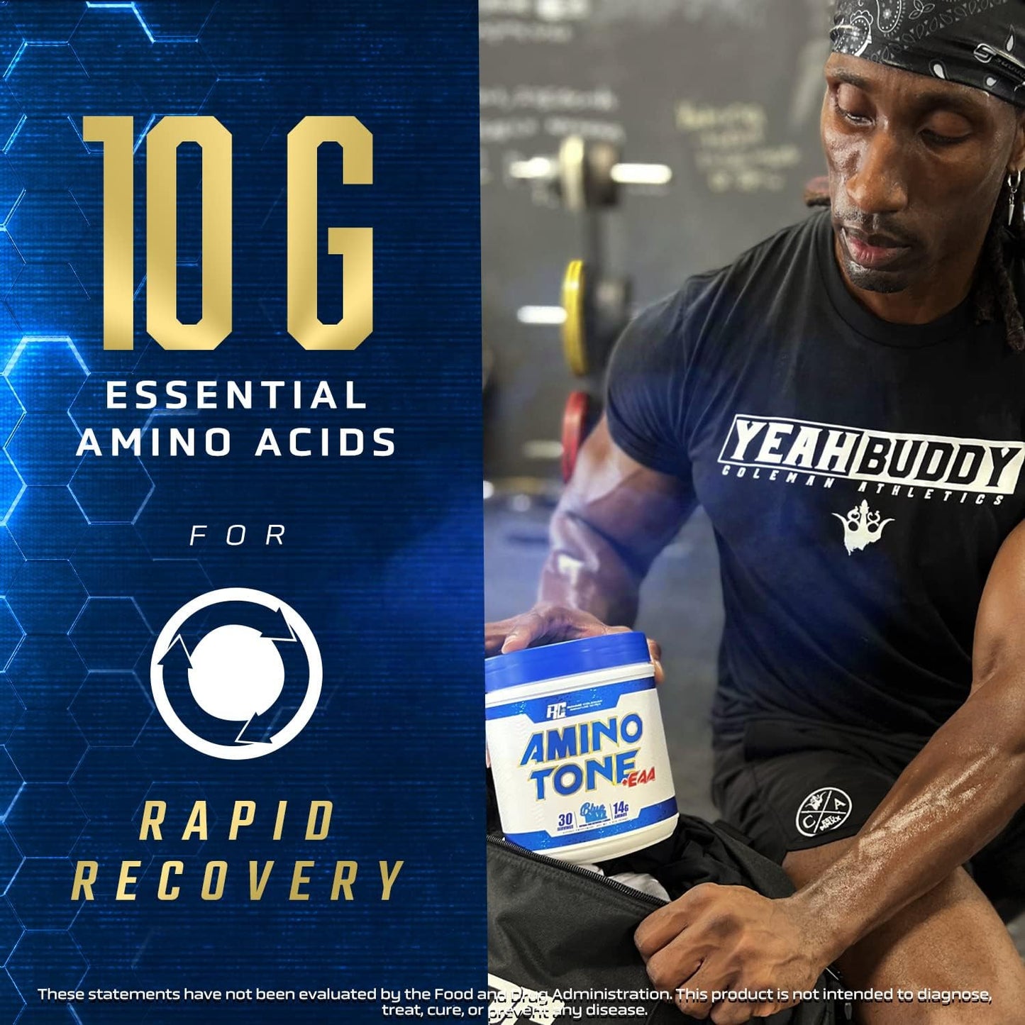 Ronnie Coleman Signature Series Amino-Tone EAAs Powder - BCAAs, Hydration, Post Workout Recovery - Sour Apple Flavor - 30 Servings