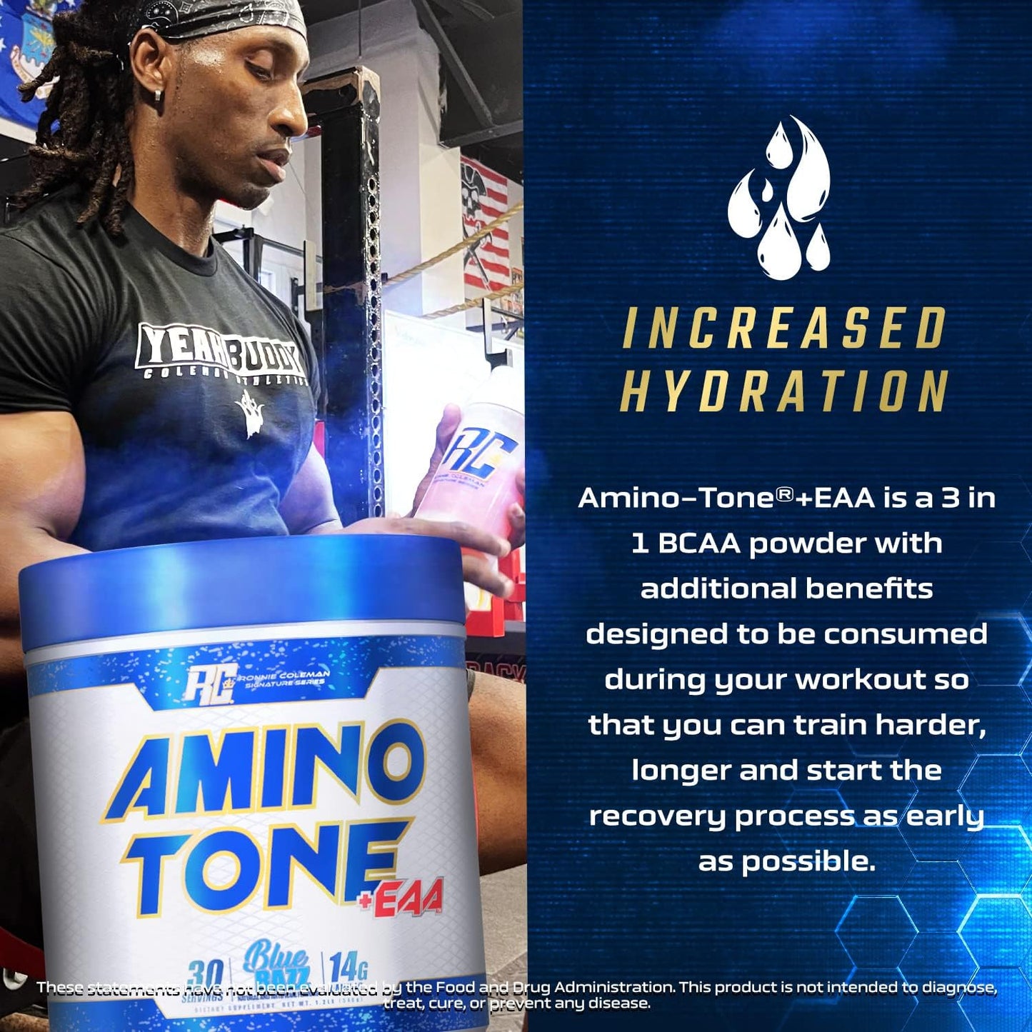 Ronnie Coleman Signature Series Amino-Tone EAAs Powder - BCAAs, Hydration, Post Workout Recovery - Sour Apple Flavor - 30 Servings