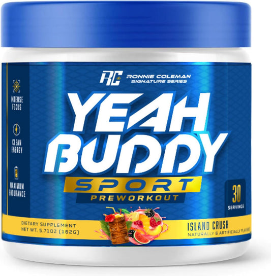 Ronnie Coleman Signature Series Island Crush Pre Workout Powder - Energizing Blend with Amino Acids, Caffeine, and Focus Support for Men & Women, 30 Servings