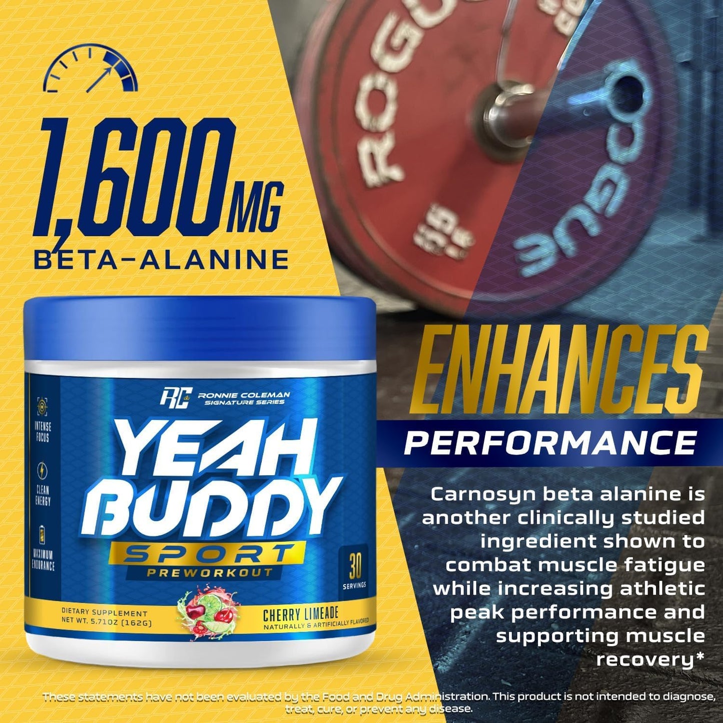 Ronnie Coleman Signature Series Island Crush Pre Workout Powder - Energizing Blend with Amino Acids, Caffeine, and Focus Support for Men & Women, 30 Servings