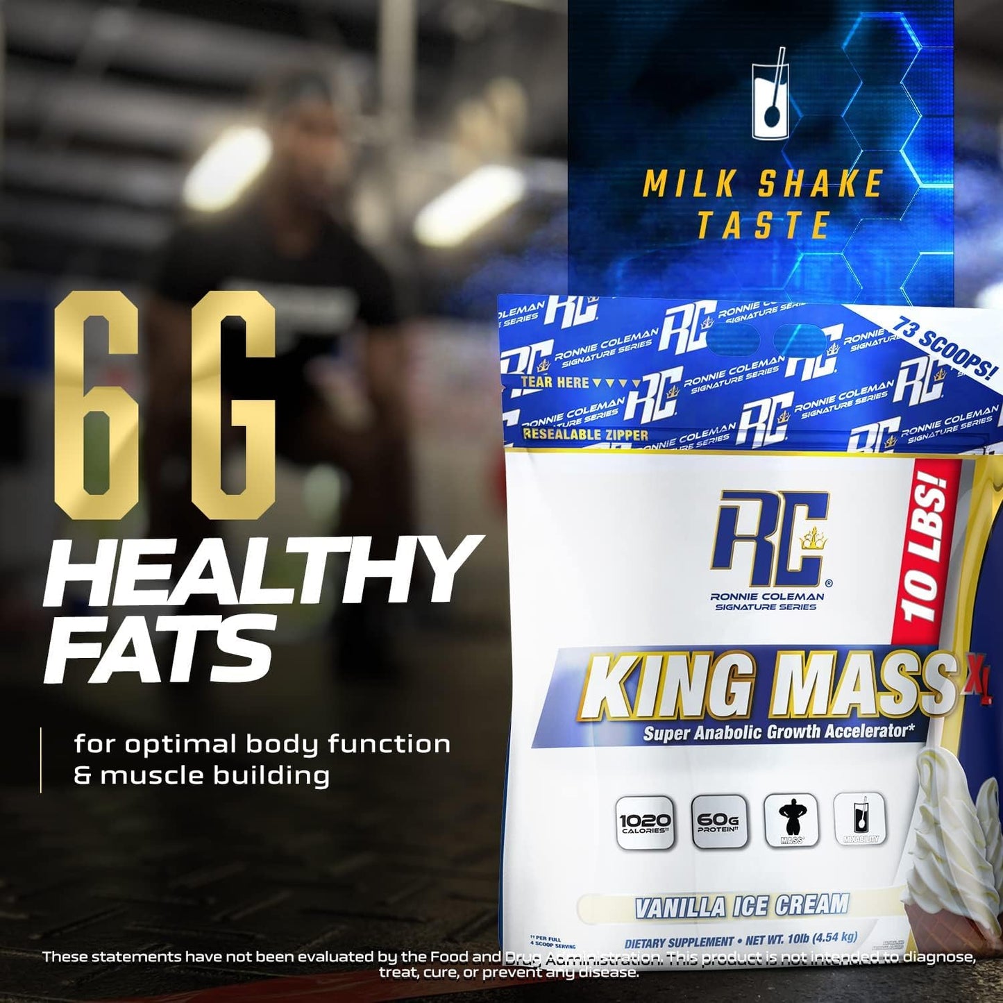 Ronnie Coleman Signature Series King Mass XL Cookies N' Cream 10 lb - High Calorie Mass Gainer Protein Powder with Creatine & Glutamine