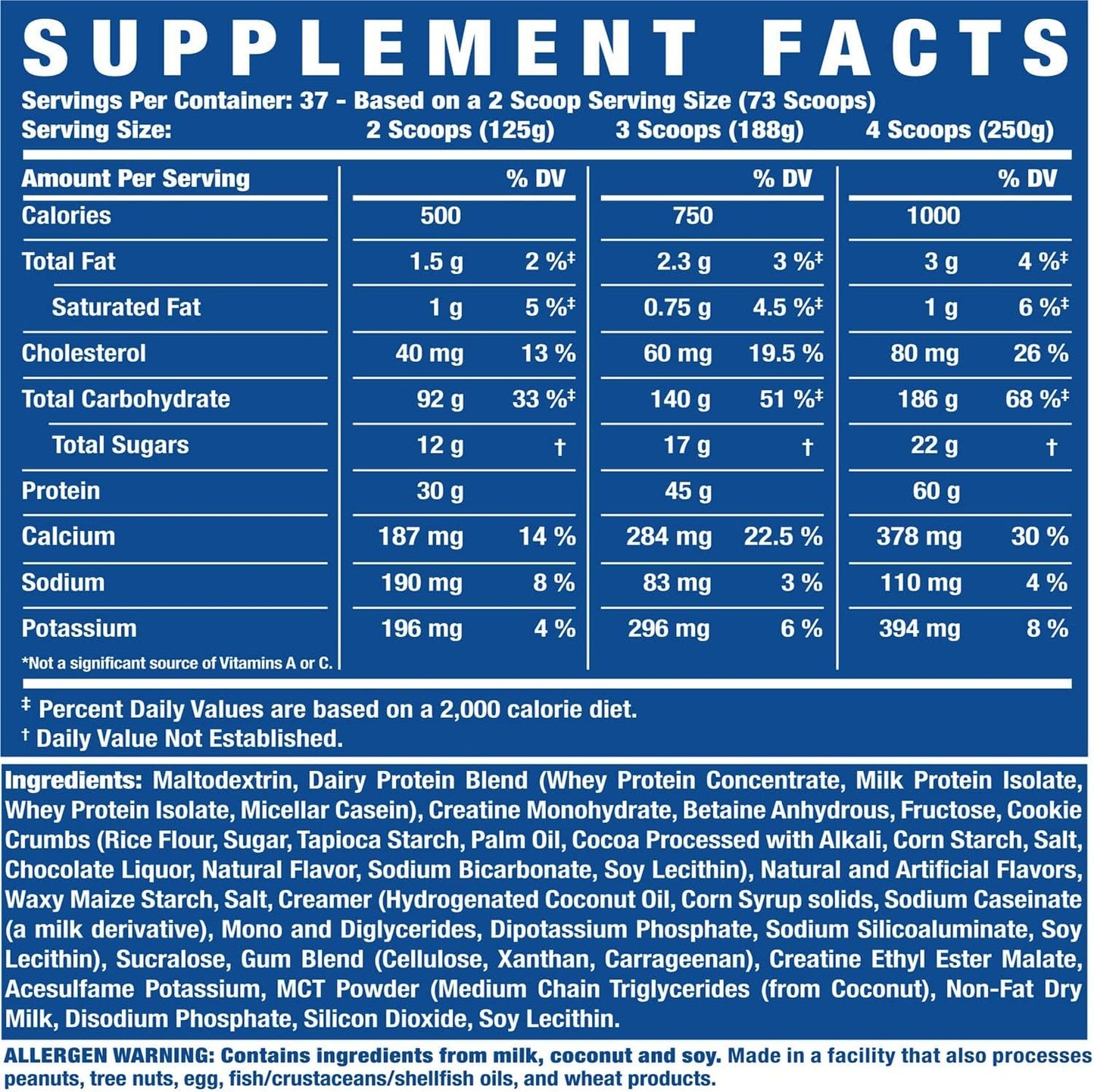 Ronnie Coleman Signature Series King Mass XL Cookies N' Cream 10 lb - High Calorie Mass Gainer Protein Powder with Creatine & Glutamine
