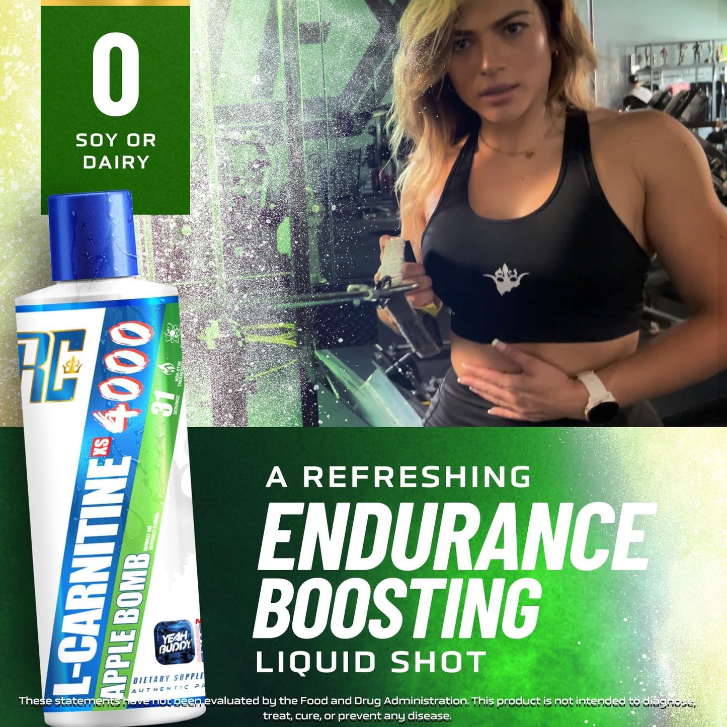 Ronnie Coleman Signature Series L Carnitine XS 4000 Liquid - Sugar Free Lean Muscle Support - 16 Oz Apple Bomb Flavor