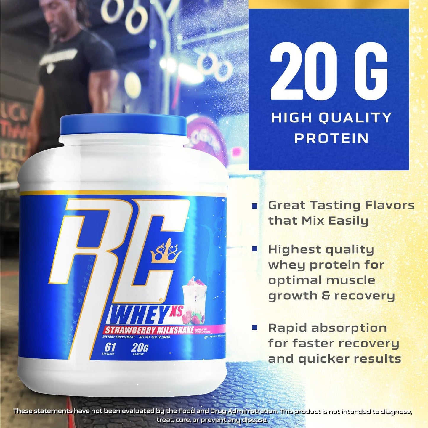 Ronnie Coleman Signature Series Whey XS Protein Powder - Lean Muscle Support Shake Mix, Low Sugar for Women & Men - 5 lb Bottle (Milk Chocolate)