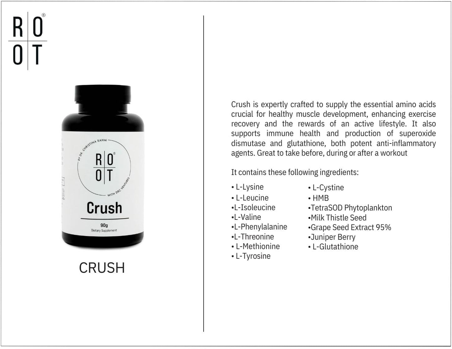 Root Wellness Essential Amino Acid Crush for Muscle Development and Immune Support - 90g