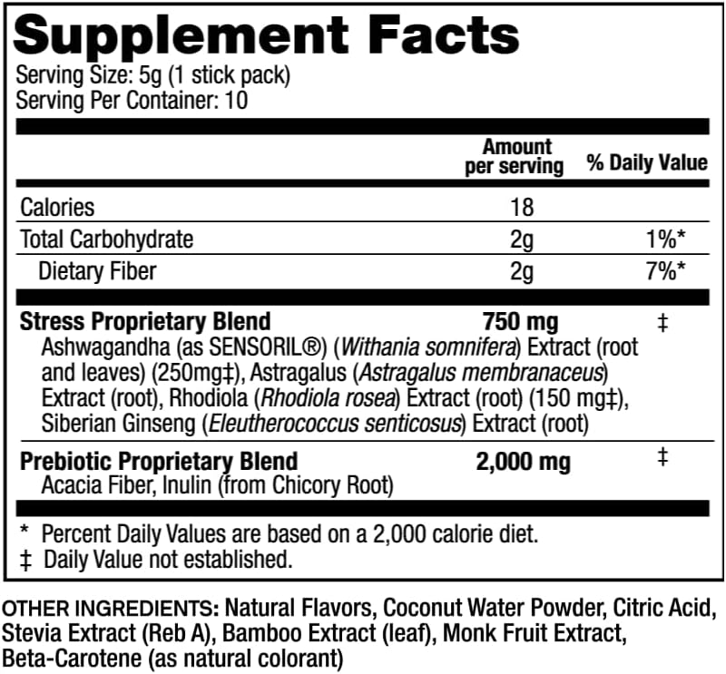 Rootine Stress Support Calm Drink Mix Supplement - Boost Energy, Improve Mood, Balance Cortisol, Natural Adaptogenic Herbal Powder Mix 24 Pack