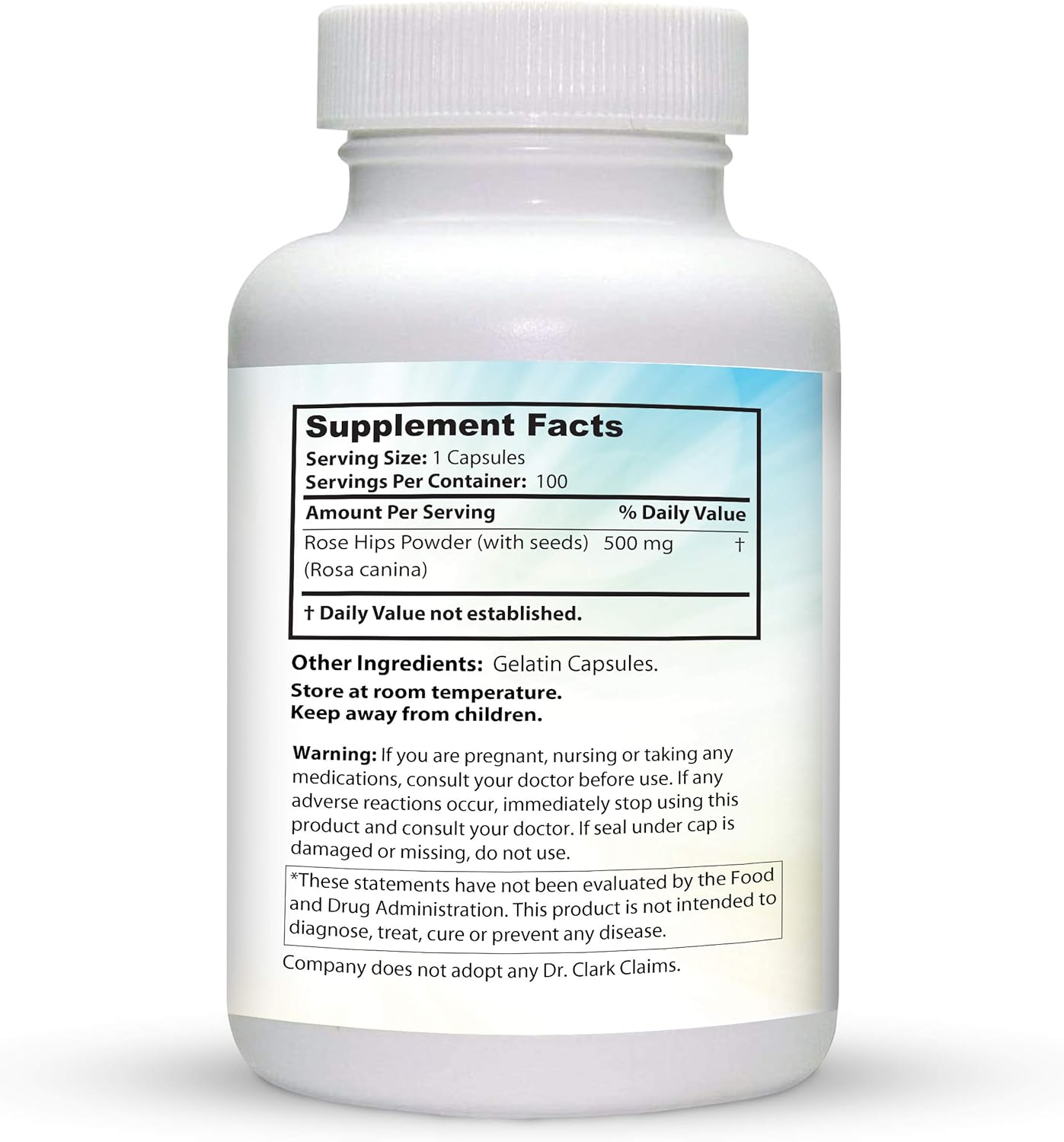 Rose HIPS Capsules - 500 mg, 100 Count from Dr Clark Store
