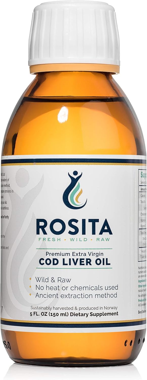 Rosita Extra Virgin Cod Liver Oil Liquid by Rosita Real Foods - Pure, High-Quality Supplement for Health and Wellness