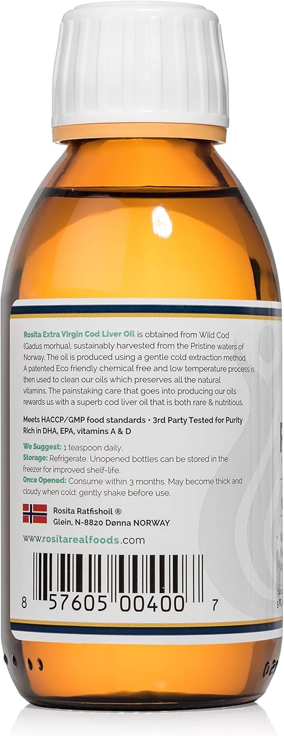 Rosita Extra Virgin Cod Liver Oil Liquid by Rosita Real Foods - Pure, High-Quality Supplement for Health and Wellness