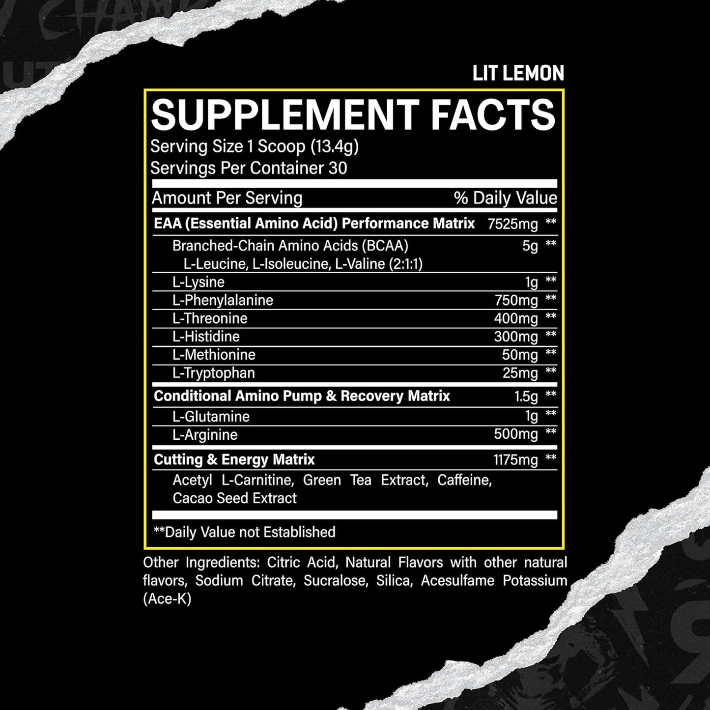 RUCK NUTRITION EAA Supplement - Full Spectrum Essential Amino Acids + BCAAs for Hydration, Energy, Recovery (30 Servings, Lit Lemon)